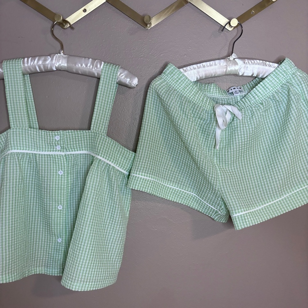 Green Gingham Pajama Set